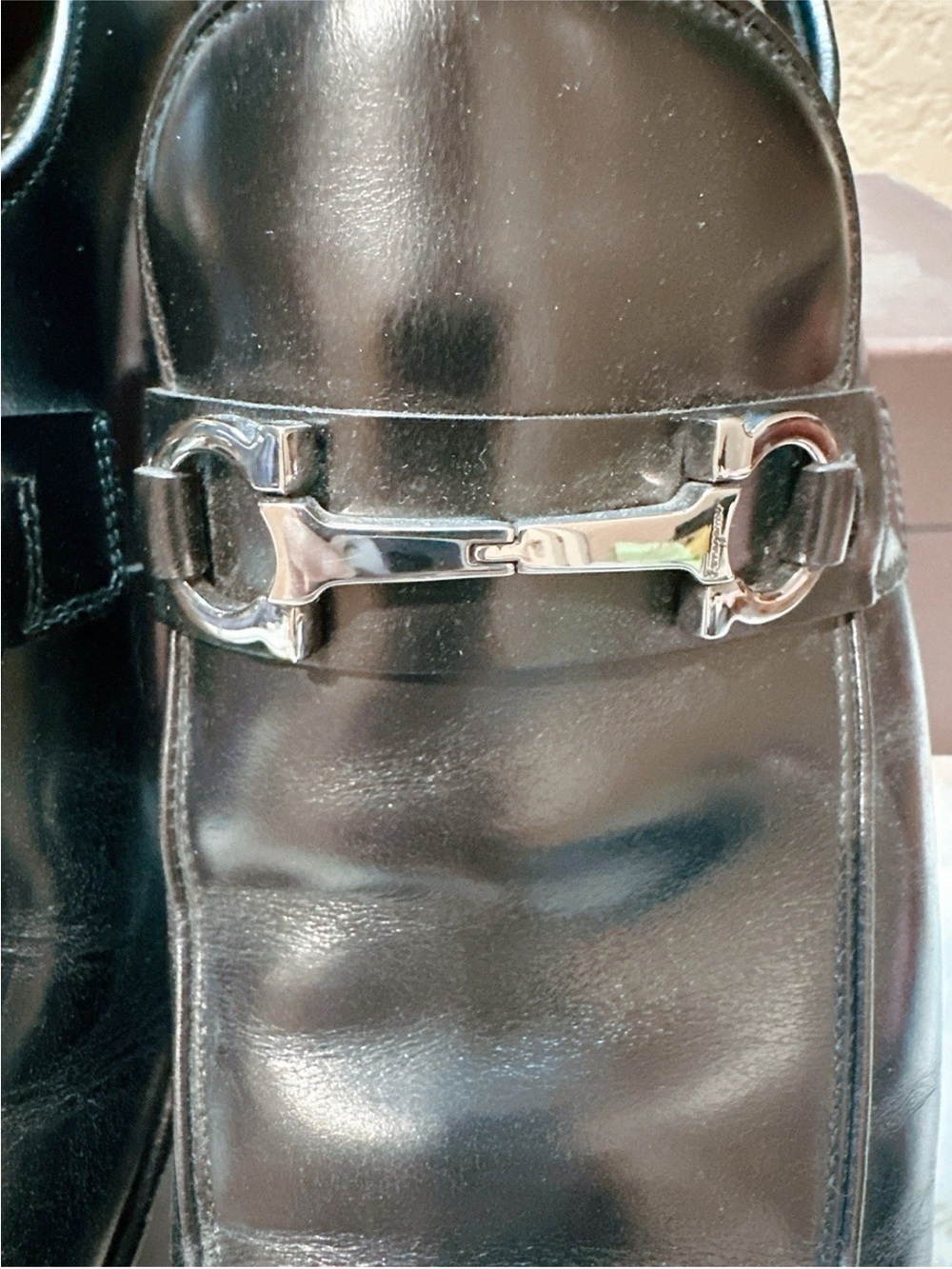 Salvatore Ferragamo Black Leather Bit-Detail Slip-On Loafers - Picture 6 of 10